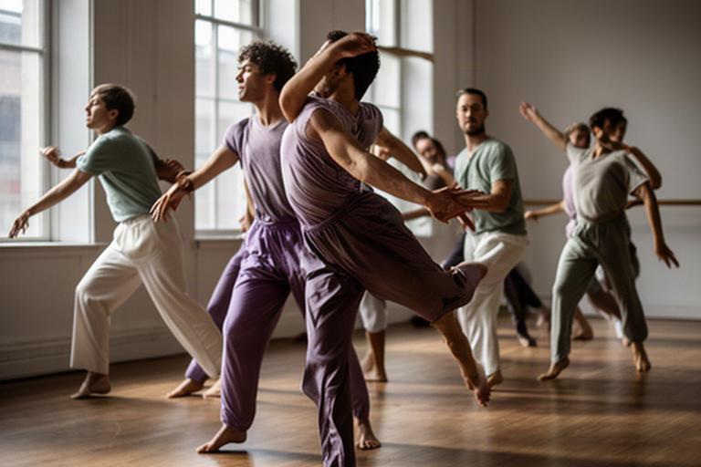 Ejercicio de improvisación entre bailarines en el estudio de danza